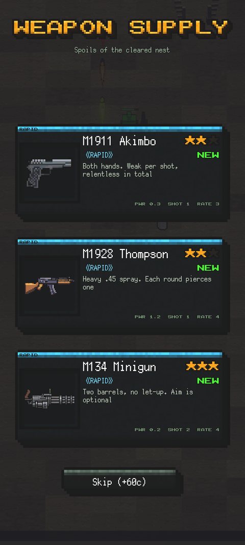 A supply crate offering three weapons